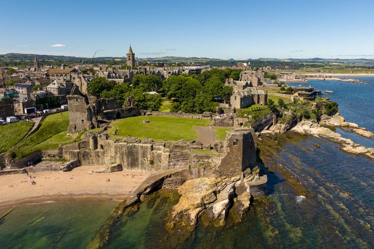 An aerial photograph of the town of St Andrews